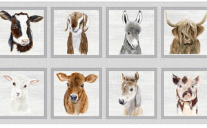 Blank Quilting Art Fabric Panel - 36” Panel Farm Animals