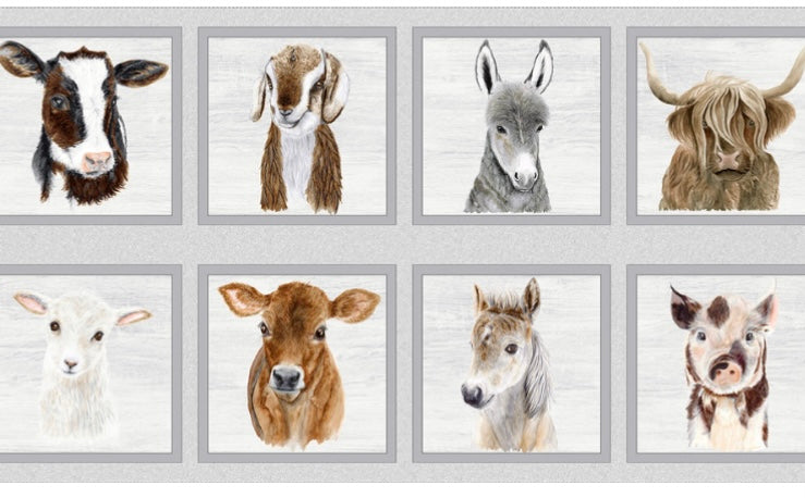 Blank Quilting Art Fabric Panel - 36” Panel Farm Animals
