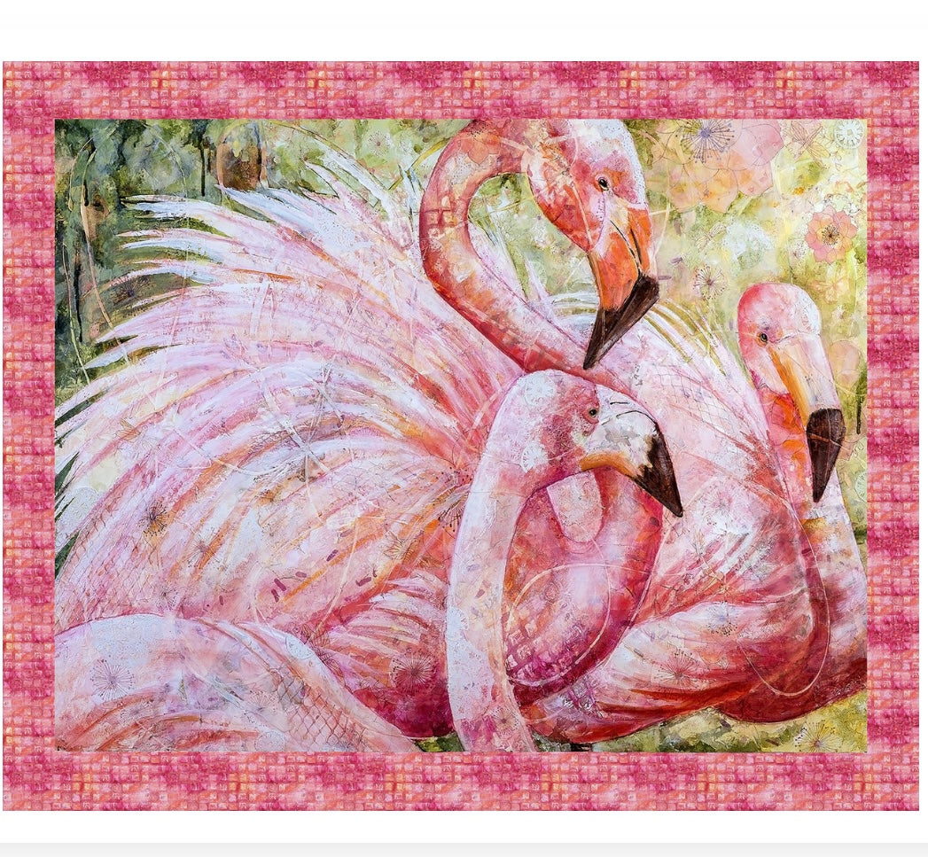 Studio E Art Fabric Panel  - FlamingoRouge