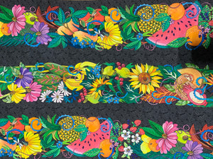 Free Spirit Art Fabric- Fruitopia Border Charcoal