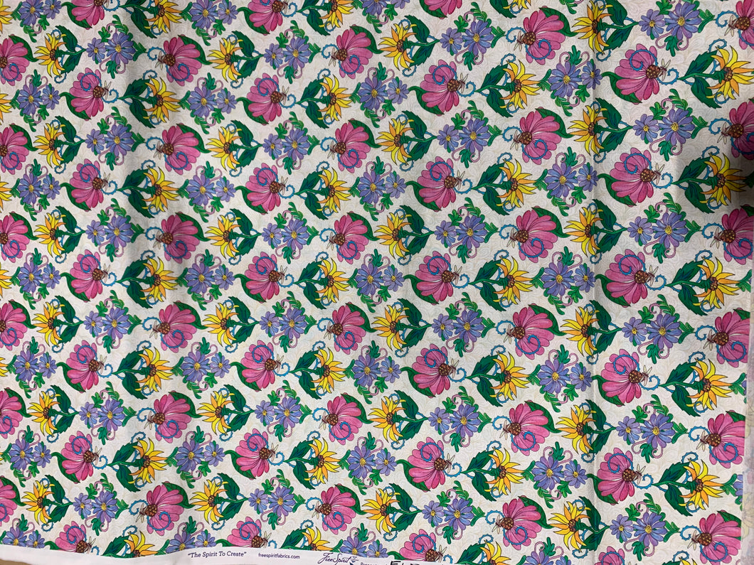 Free Spirit Art Fabric- Spring Floral Cream