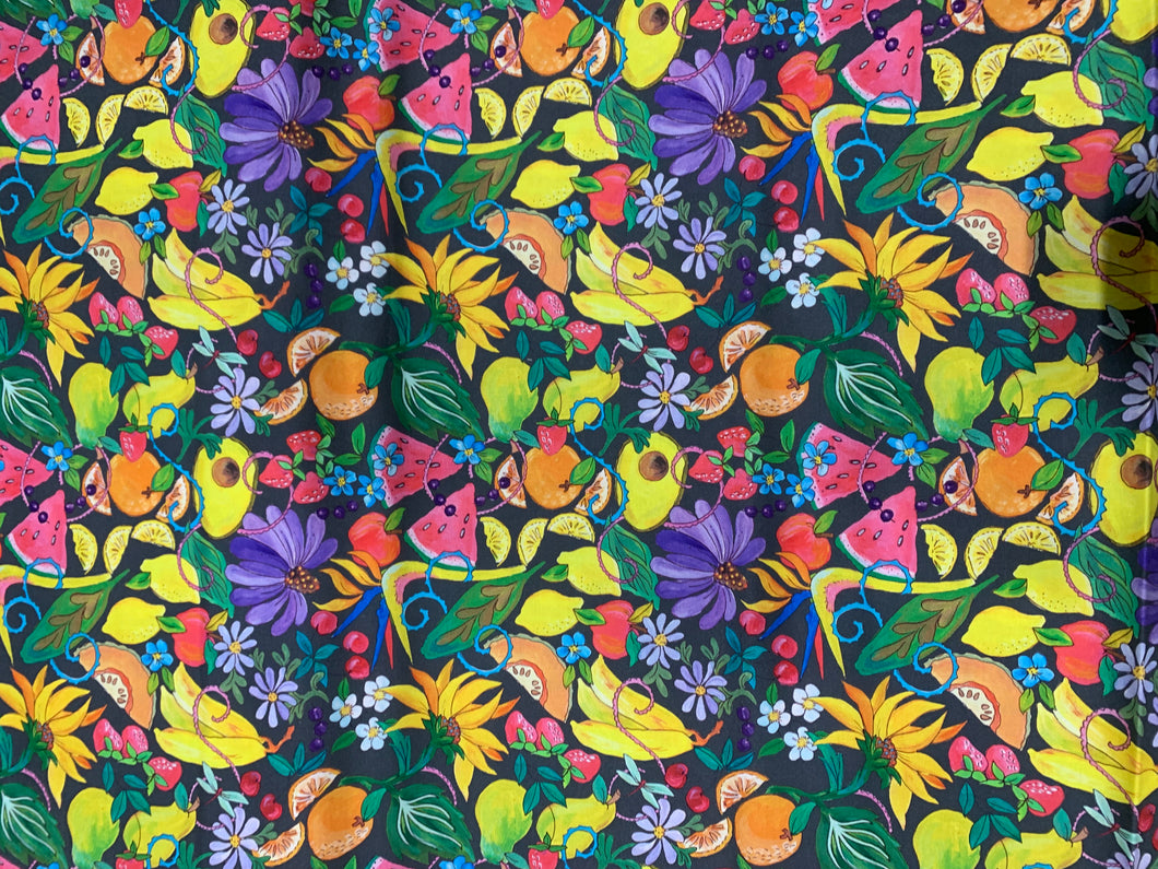 Free Spirit Art Fabric- Fruit Salad & Charcoal