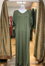Load image into Gallery viewer, PLUS V-Neck Maxi Dress with Folded Short Sleeves and Rounded Hem
