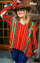 Load image into Gallery viewer, PLUS Serape Dressy Top with Flounce Detail

