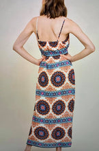 Load image into Gallery viewer, Medallion Spaghetti Strap Maxi Dress with Side Slits and Elastic Waist
