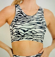 Load image into Gallery viewer, Zebra Print Strap Back Sports Bra
