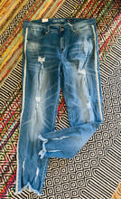 Load image into Gallery viewer, PLUS Destroyed Light Wash Jean with Silver and White Tuxedo Stripe
