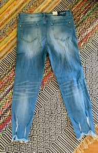 PLUS Destroyed Light Wash Jean with Silver and White Tuxedo Stripe