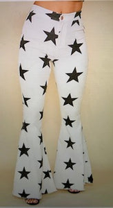 Star Printed Bell Bottom Jeans
