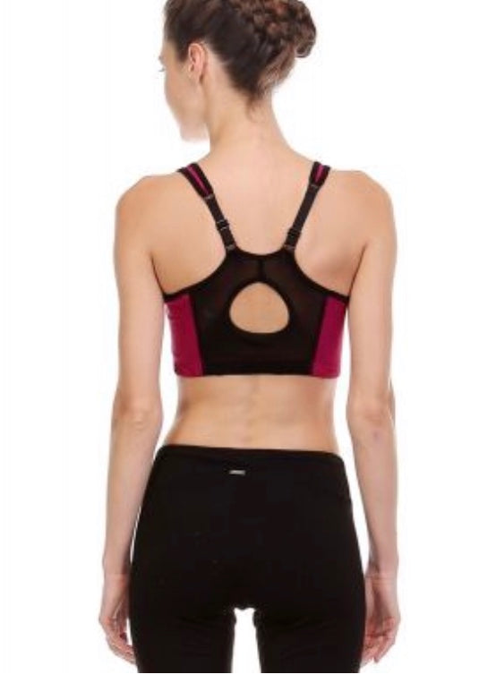Cut Out Mesh Back Sports Bra with Adjustable Strap