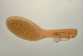 Natural Wood Body Brush with Contoured Wooden Handle