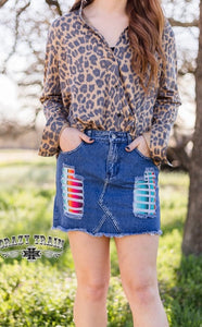 PLUS Lollipop Denim Skirt with Serape Detail