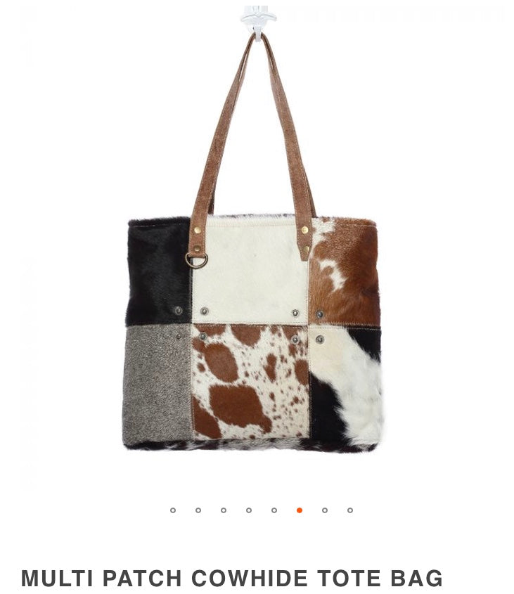 Multi-Patch Cowhide Tote