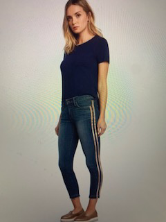 Honor Mid-Rise Skinny Crop with Rose Gold Stripe