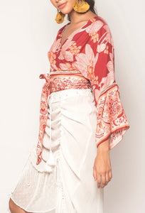 Wrap blouse with Kimono Tie