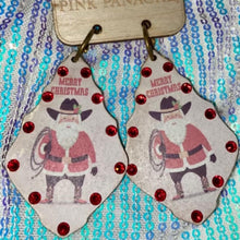 Load image into Gallery viewer, Christmas Leather Crystal &amp; Wood Earrings with Crystals
