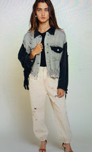 Load image into Gallery viewer, Seal and Black Distressed Denim Jacket
