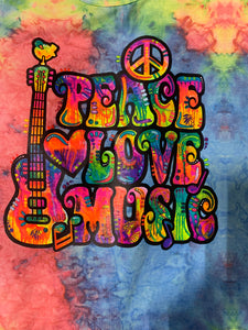 Peace Love & Music Tie Dye Top