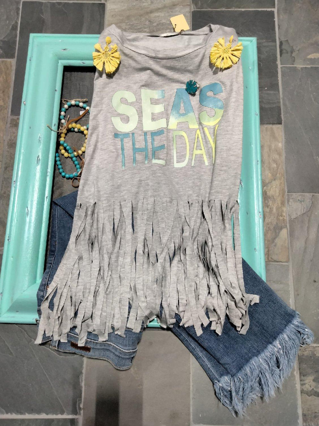 Seas the Day Soft Tee with Fringe Detail